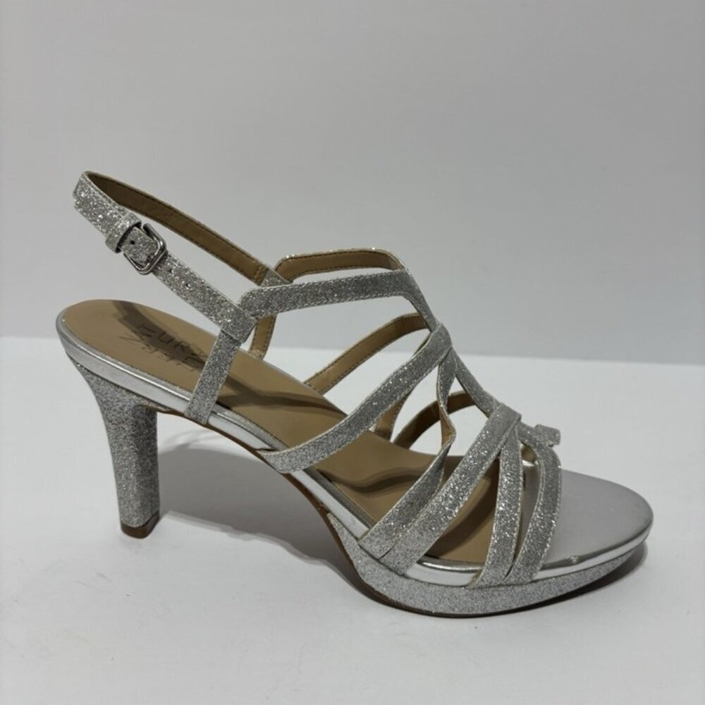 Naturalizer Women’s Baylor, Silver Slingback Sandals, Size 10 M